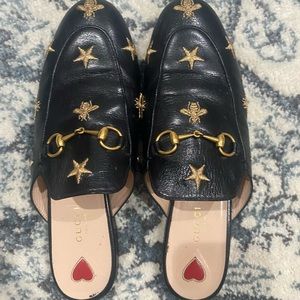 Authentic Gucci Princetown bees and stars, imported mules Quentin Nero Mule Sz 9